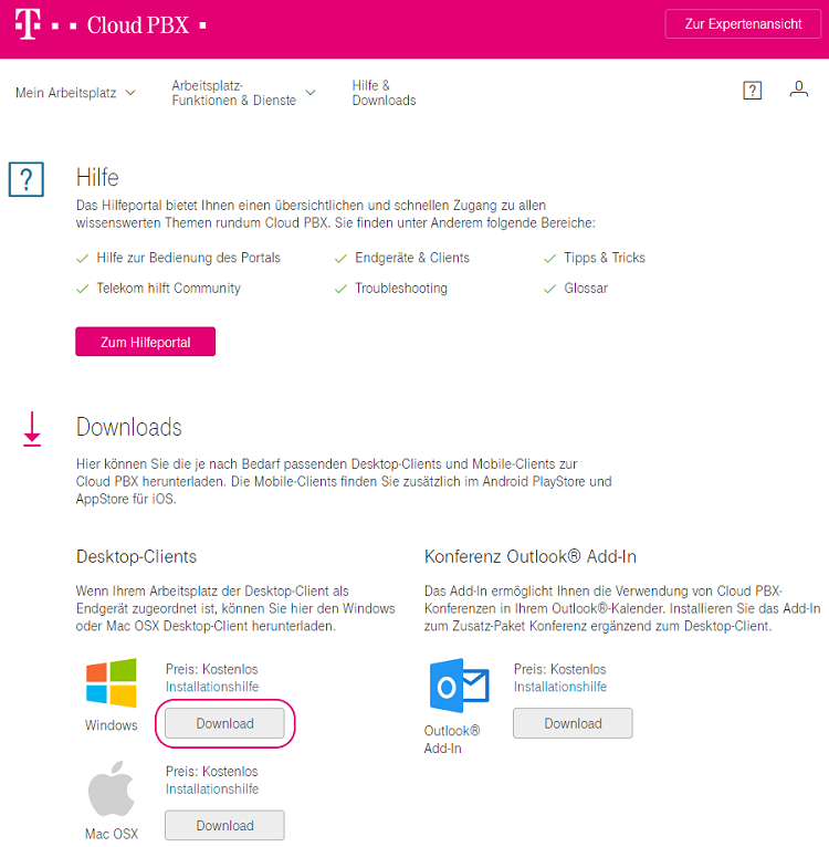 Desktop-Client Windows Download