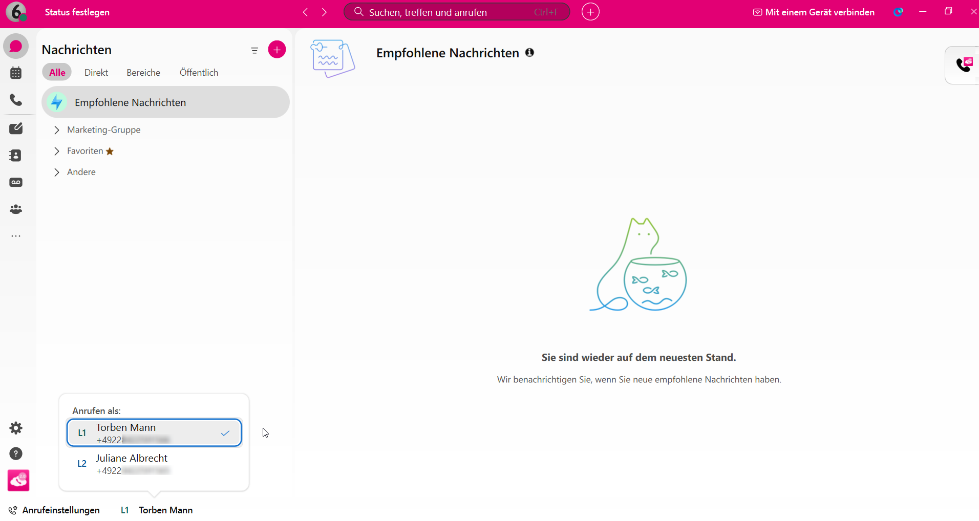 Auswahl Line im Desktop-Client