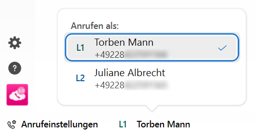 Auswahl ausgehende Linie bei Leiter-Assistenzfunktion