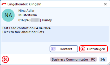 Go Integrator Cara - Dialogfenster