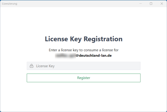 Registrierung Lizenzschlüssel