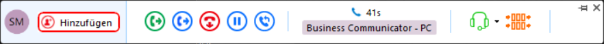 Toolbar bei aktivem Anruf