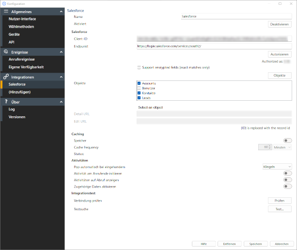 Konfiguration - Integration Salesforce