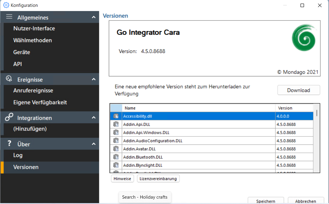 Go Integrator CARA - Update-Erinnerung in App