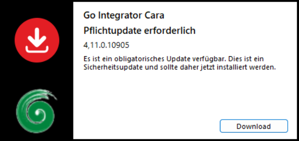 Go Integrator CARA - Pflicht-Update