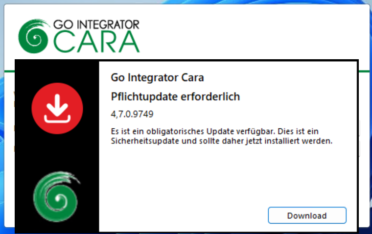Go Integrator CARA - Pflicht-Update