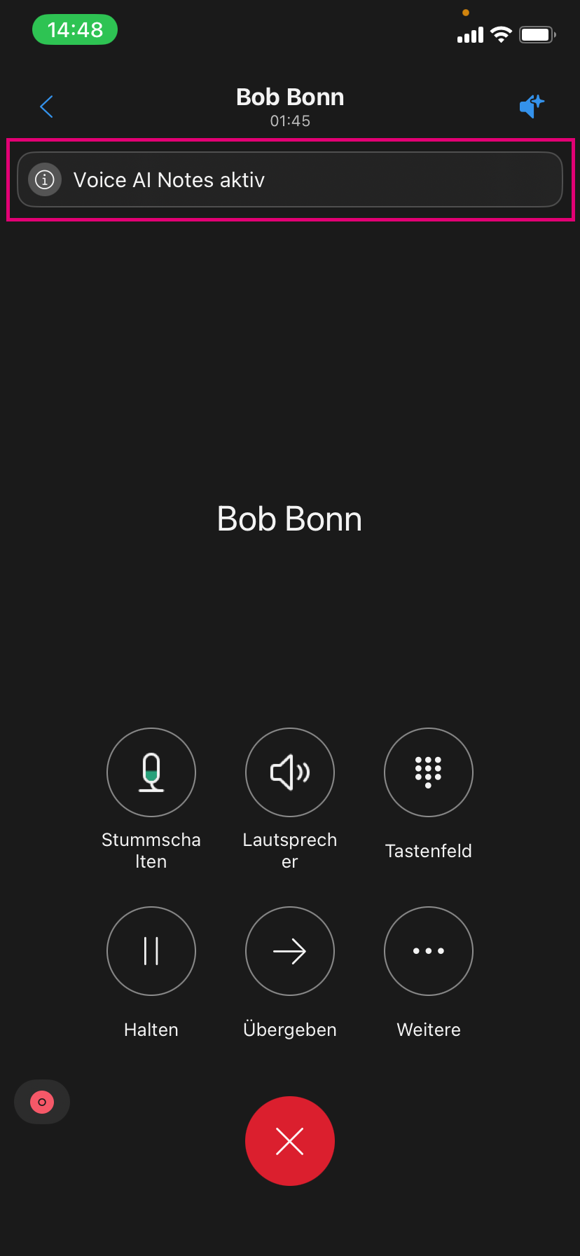 Voice AI Notes aktiv