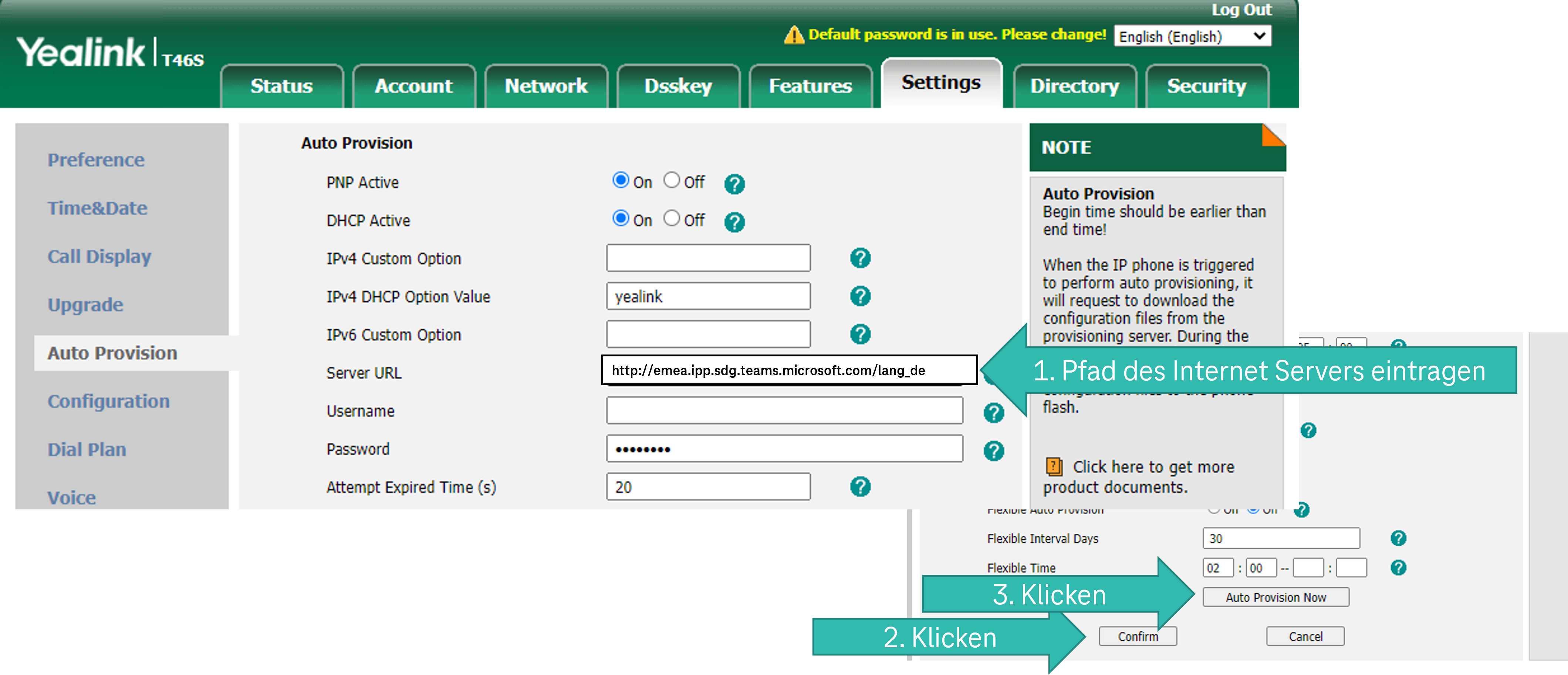 Provisionierung über WebGUI
