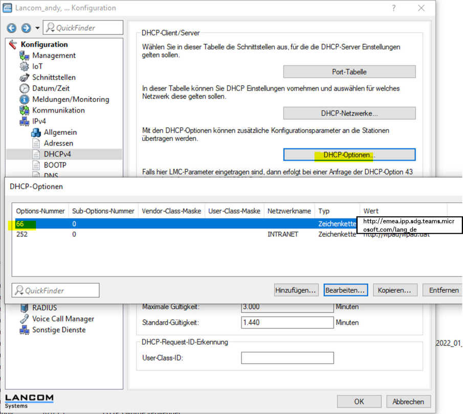 Provisionierung über DHCP-Server