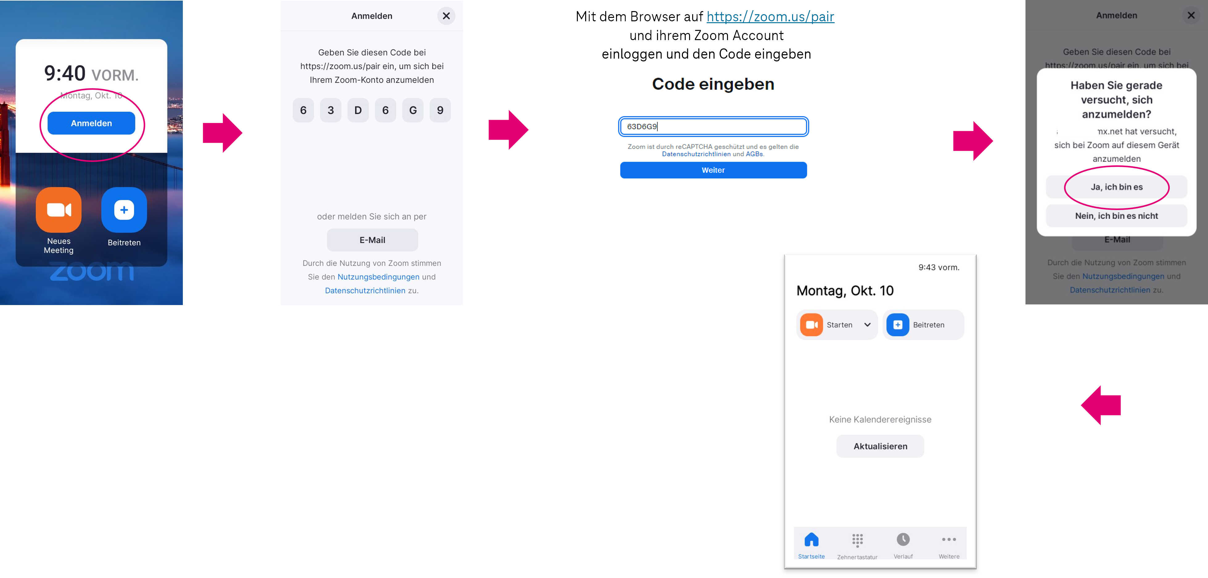 Zoom-Client auf dem Telefon verbinden