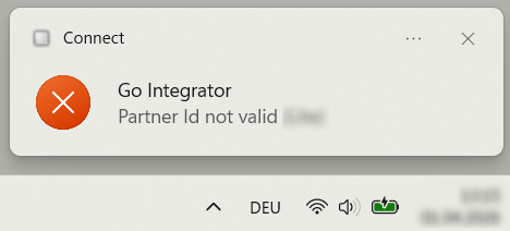 PopUp "Partner-ID not valid"