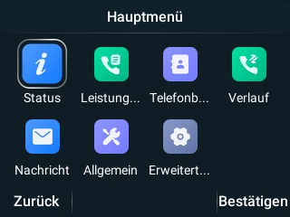 Yealink T73W - Hauptmenü