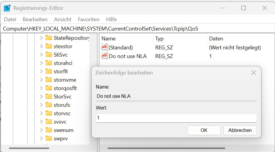 Registry: Do not use NLA